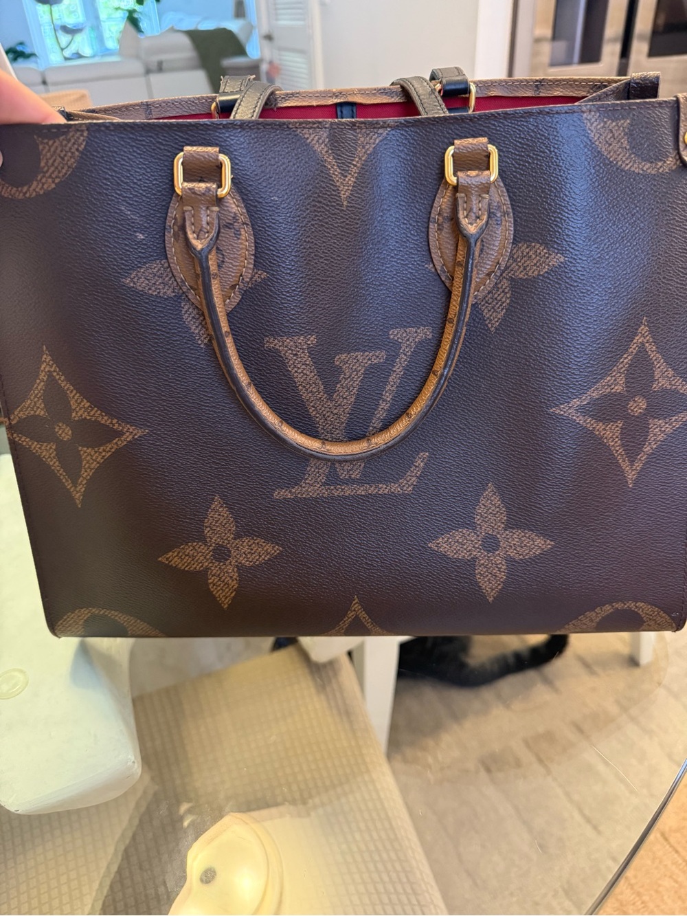 Louis Vuitton Brown Monogram Tote with Dark Brown Handles - Picture 2 of 7